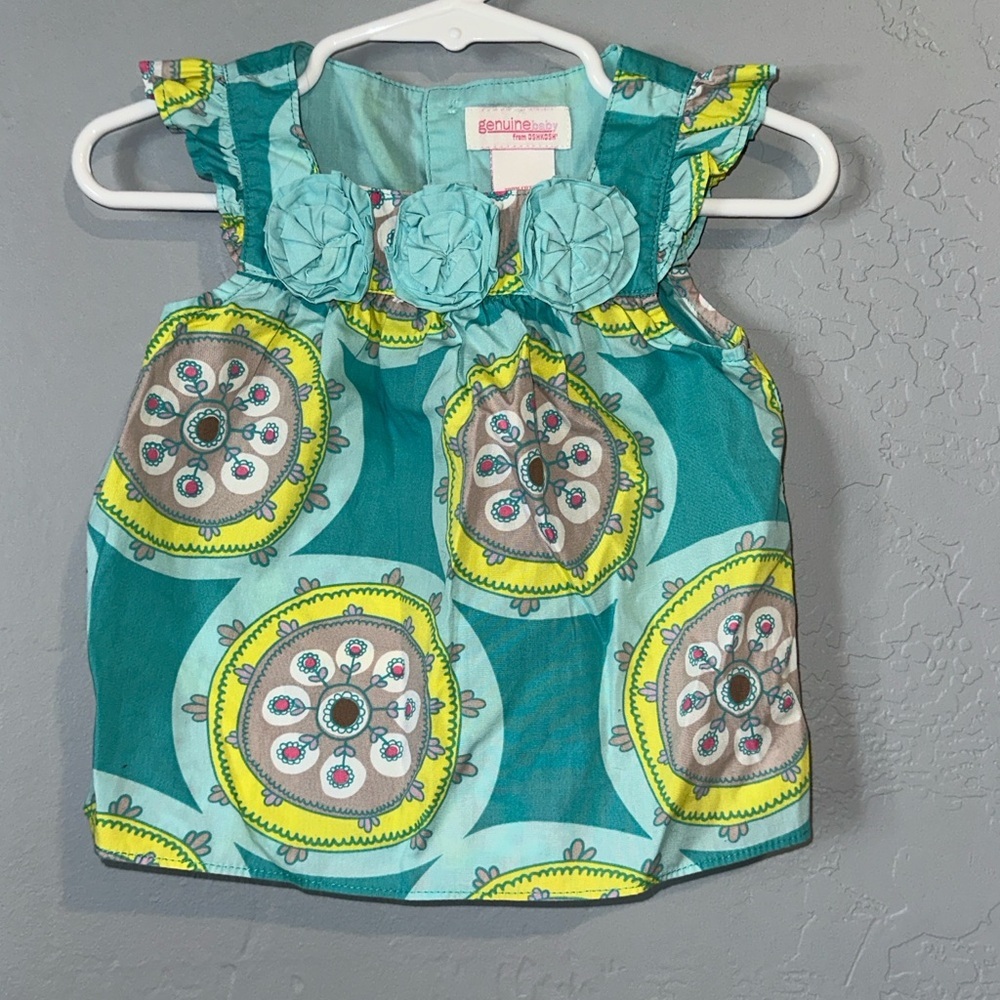 OshKosh B'gosh Teal, Yellow, Aqua Floral Medallion Dress